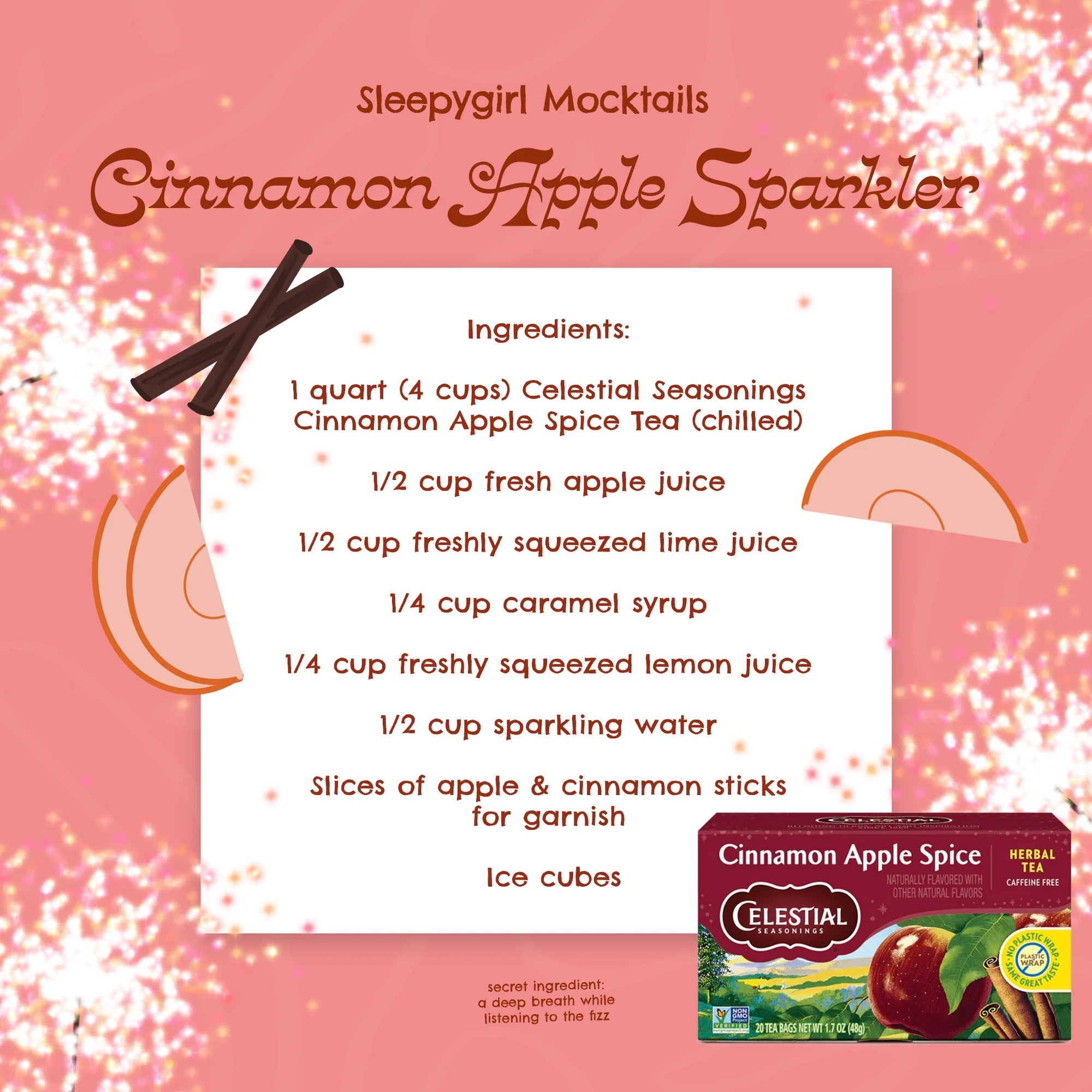 Celestial Seasonings Cinnamon Apple Spice Caffeine-Free Herbal Tea Bags (20 Count)