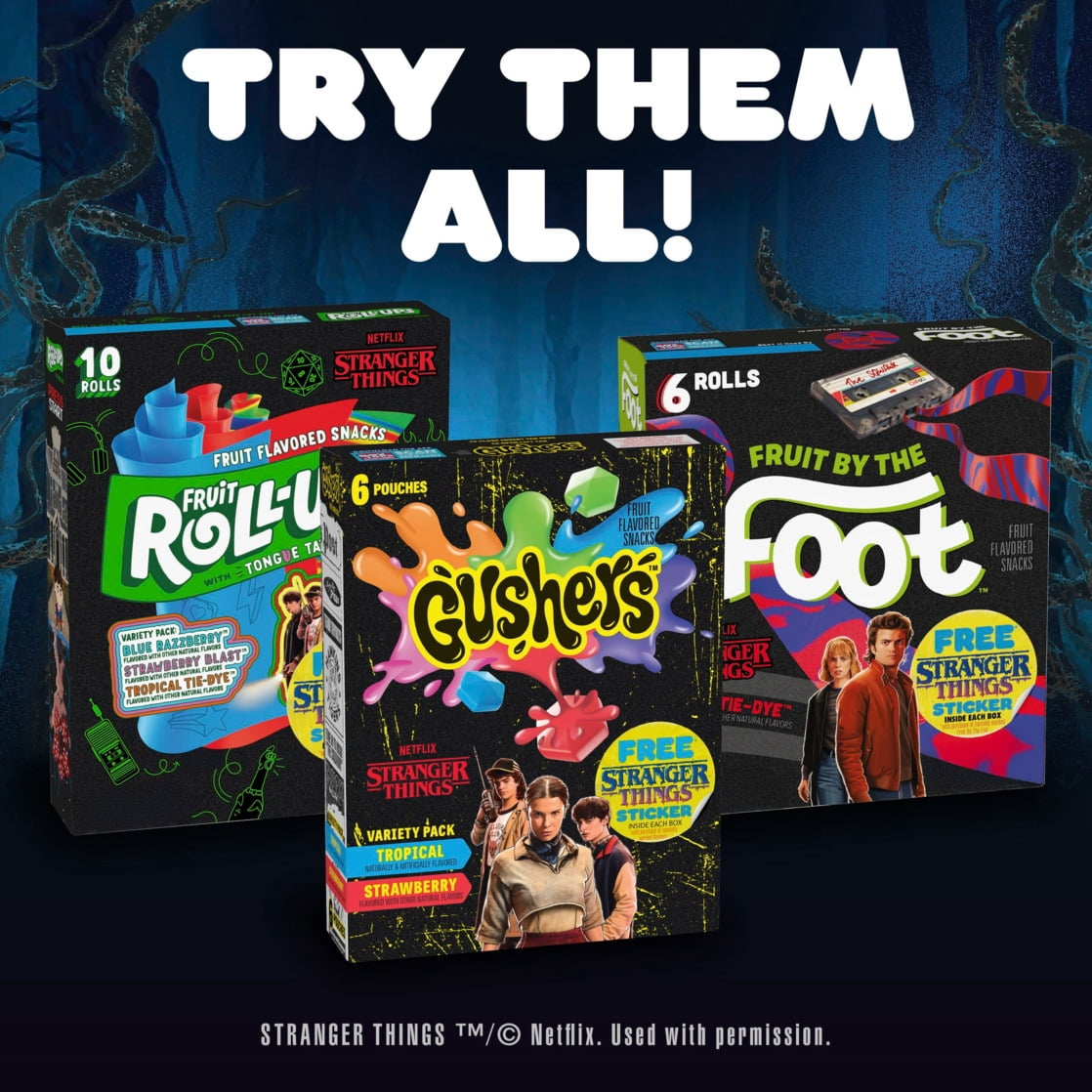 Fruit Roll-Ups Fruit Flavored Snacks, Stranger Things Edition, Variety Pack, 10 Count, 5 oz
