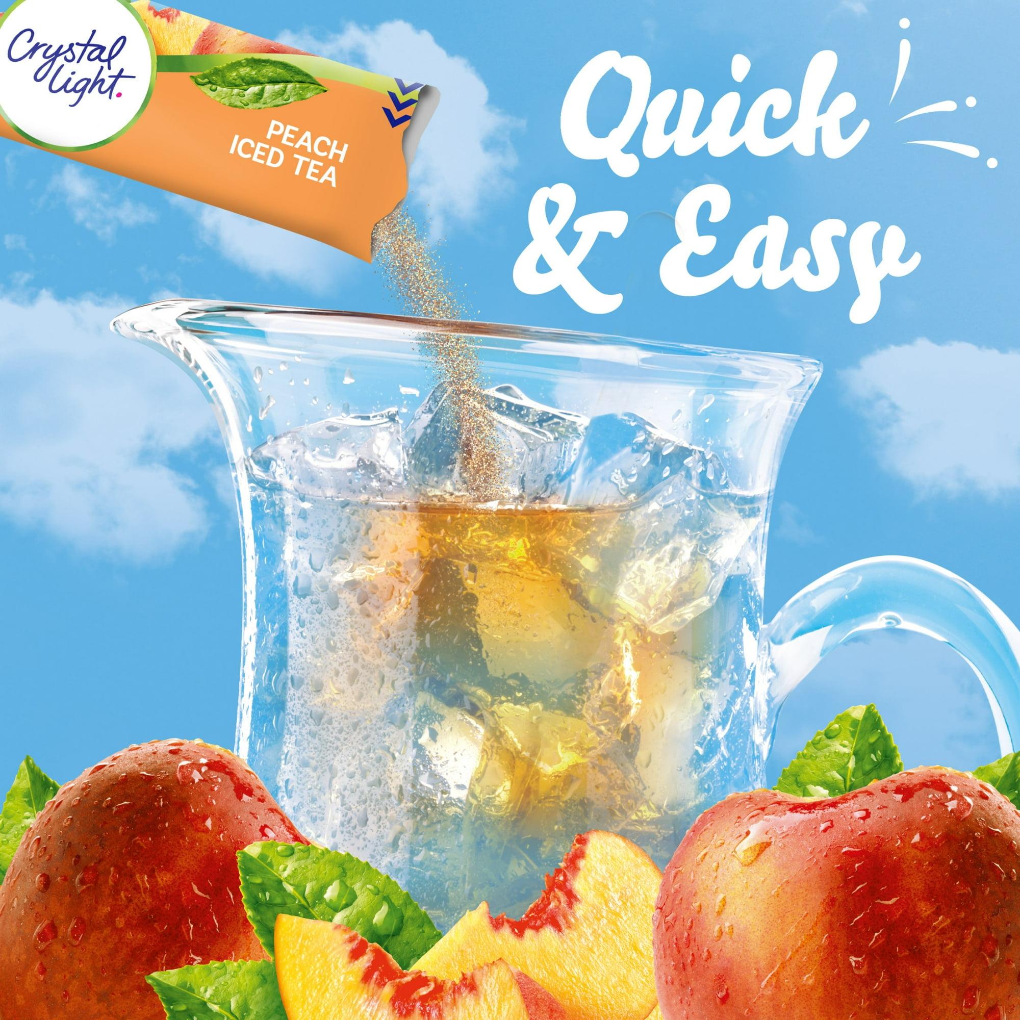Crystal Light Peach Iced Tea Artificially Flavored Powdered Drink Mix, 6 Count Pitcher Packets