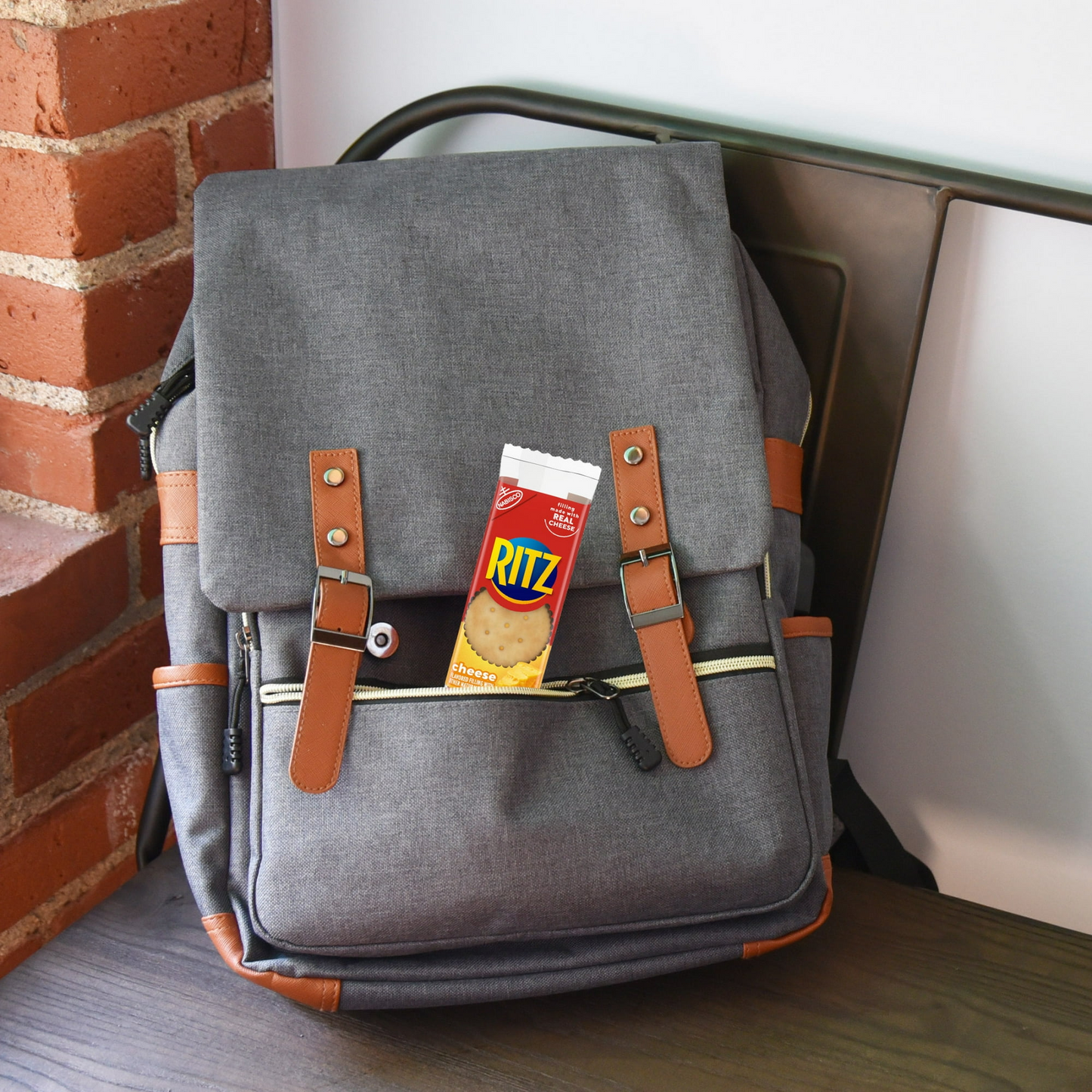 RITZ Cheese Sandwich Crackers, Lunch Snacks, 8 Snack Packs (6 Crackers Per Pack)