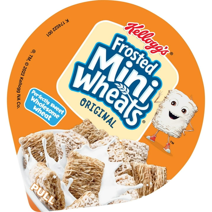 Kellogg's Frosted Mini-Wheats Cold Breakfast Cereal Cup, High-Fiber, Whole Grain, Original, 2.5oz Cup (1 Cup)