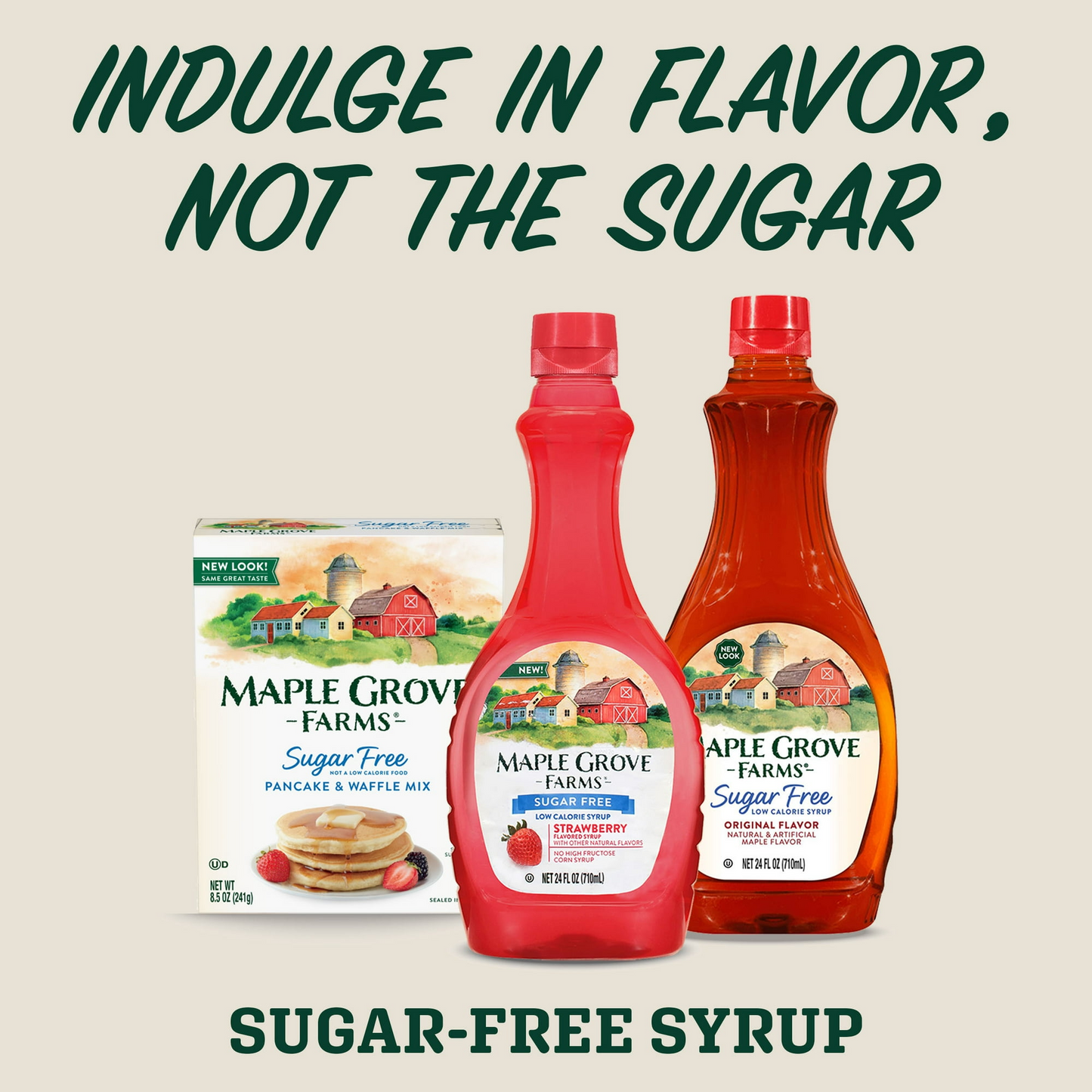 Maple Grove Farms Sugar Free Strawberry Syrup, Low Calorie Syrup, 24 fl oz Bottle