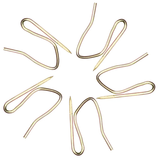 100Pcs Drapery Hooks Pins1.375x0.75",Metal Single Prongs Curtain Hook golden hue