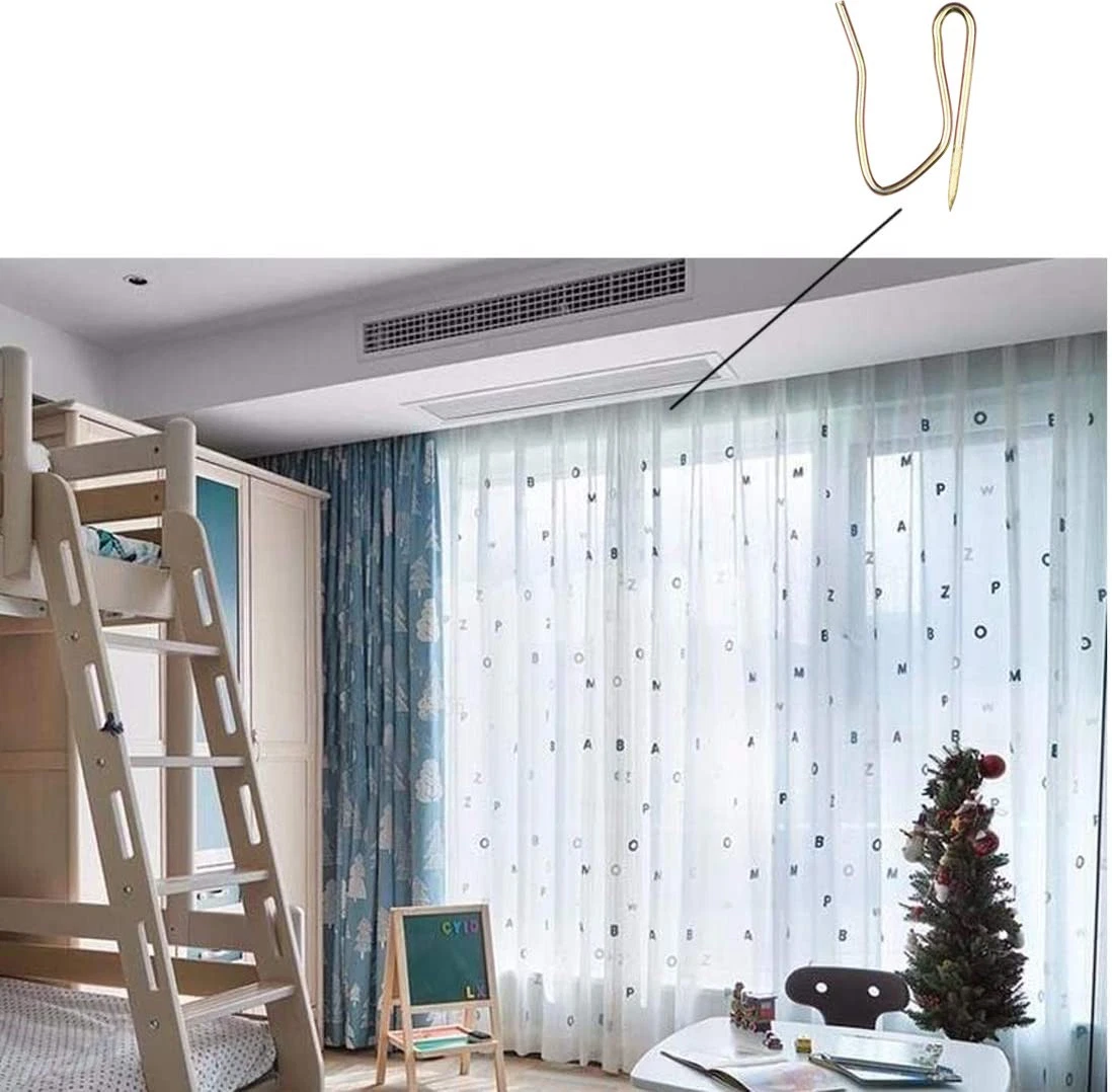 100Pcs Drapery Hooks Pins1.375x0.75",Metal Single Prongs Curtain Hook golden hue