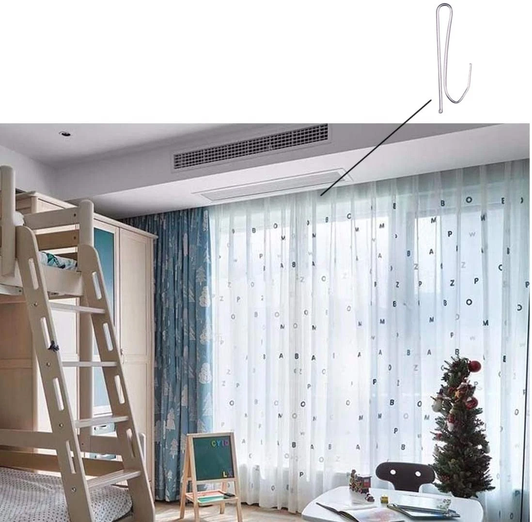 50Pcs Drapery Hooks Pins 2.75x0.75",Metal Single Prongs Curtain Hook,Silver Tone