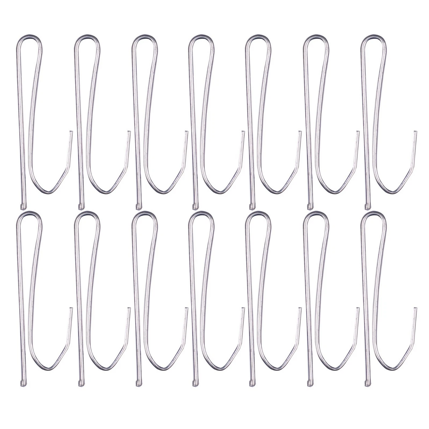 50Pcs Drapery Hooks Pins 2.75x0.75",Metal Single Prongs Curtain Hook,Silver Tone