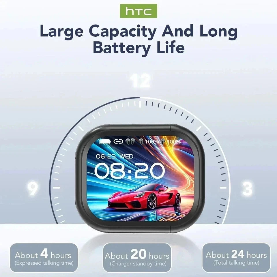 NE20(HTC)Bluetooth 6.0 Earphones AI Translator Wireless Earbuds LCD Touch Sport