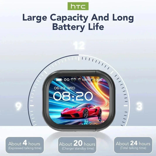 NE20(HTC)Bluetooth 6.0 Earphones AI Translator Wireless Earbuds LCD Touch Sport