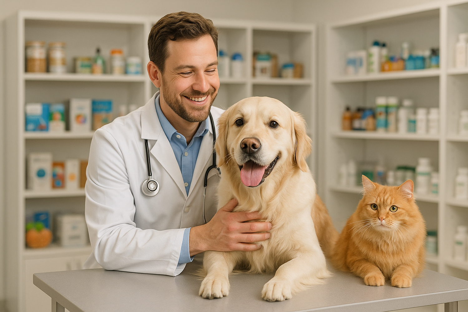 shop all pet care with doctor in image